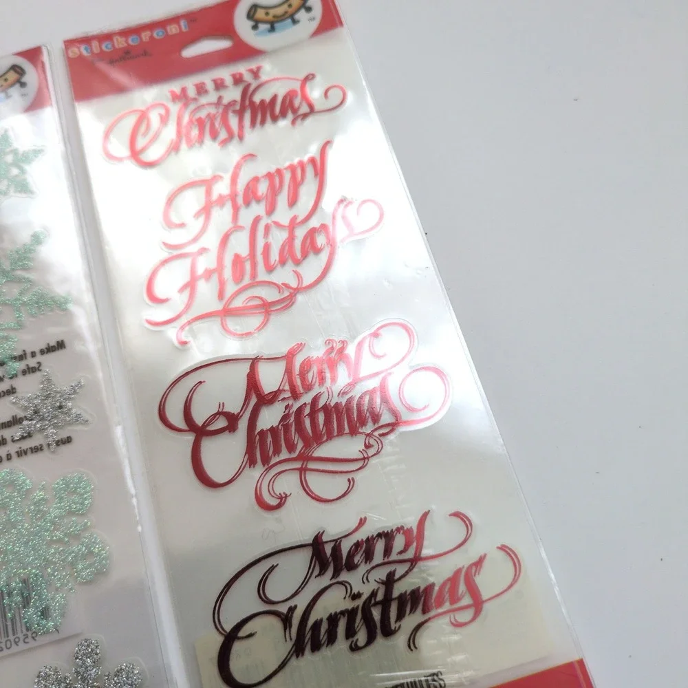 Hallmark Stickeroni Christmas Stickers Glitter Snowflakes Happy Holidays Tree